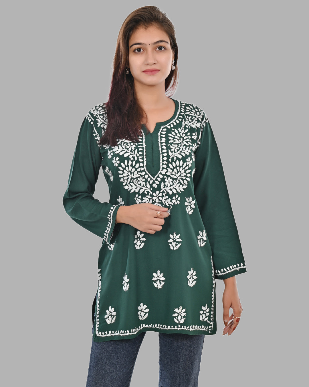 Mahira Bottle Green  Rayon Short Top - Comfortable, Breathable &amp; Perfect for Every Occasion by malabis