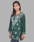 Mahira Bottle Green  Rayon Short Top - Comfortable, Breathable &amp; Perfect for Every Occasion by malabis