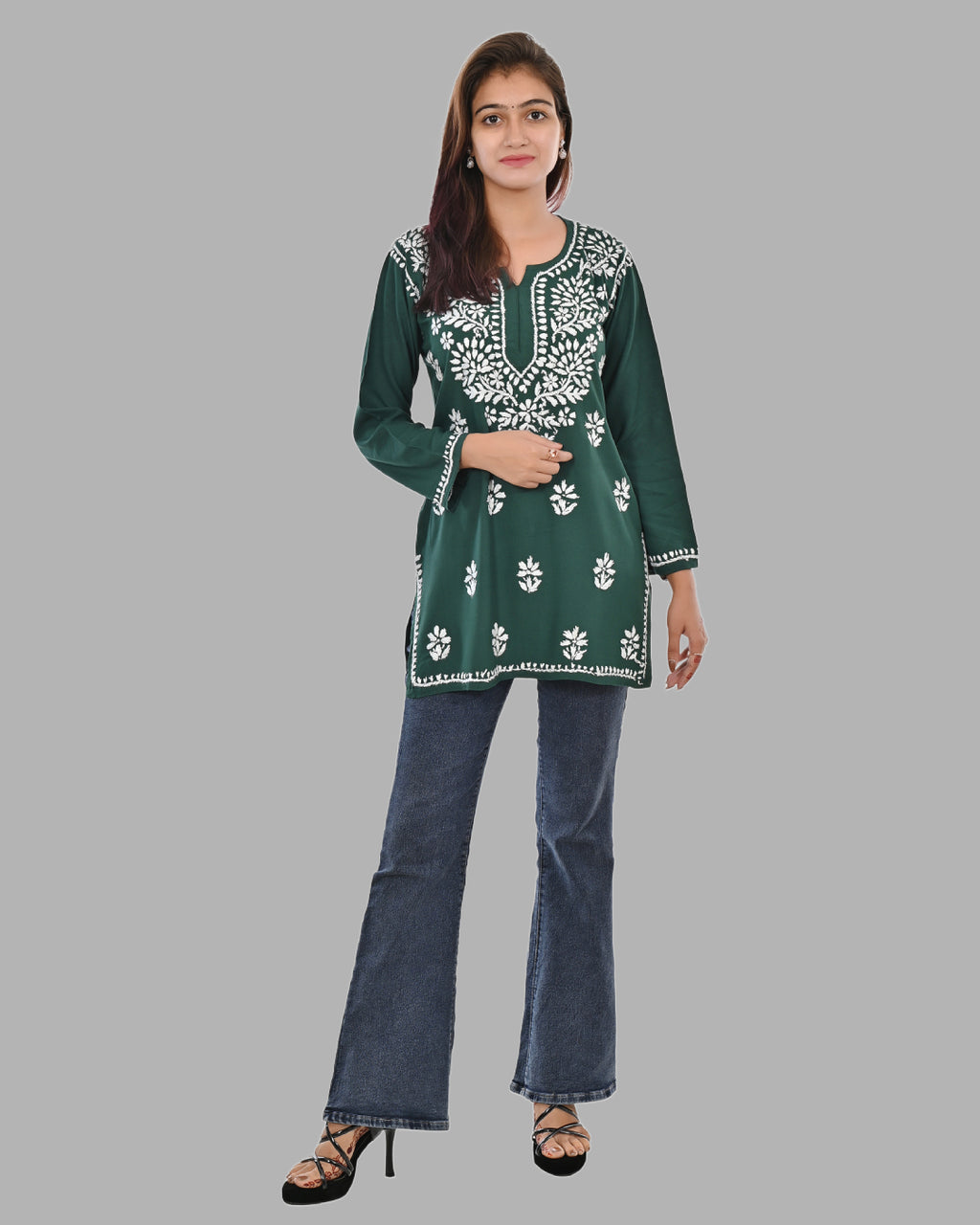 Mahira Bottle Green  Rayon Short Top - Comfortable, Breathable &amp; Perfect for Every Occasion by malabis