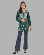Mahira Bottle Green  Rayon Short Top - Comfortable, Breathable &amp; Perfect for Every Occasion by malabis