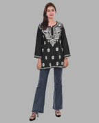 Mahira Black  Rayon Short Top - Comfortable, Breathable &amp; Perfect for Every Occasion by malabis