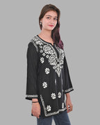 Mahira Black  Rayon Short Top - Comfortable, Breathable &amp; Perfect for Every Occasion by malabis