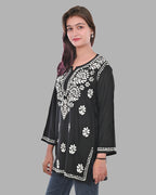 Mahira Black  Rayon Short Top - Comfortable, Breathable &amp; Perfect for Every Occasion by malabis