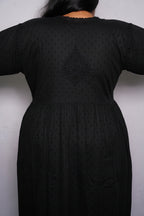 Black Noreen Plus Size Cotton Chikankari Gown
