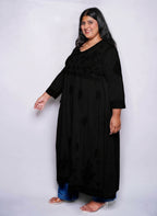 Black Noreen Plus Size Cotton Chikankari Gown