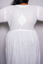 White Noreen Plus Size Cotton Chikankari Gown
