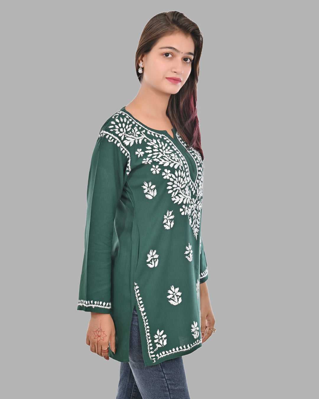 Mahira Bottle Green  Rayon Short Top - Comfortable, Breathable &amp; Perfect for Every Occasion by malabis