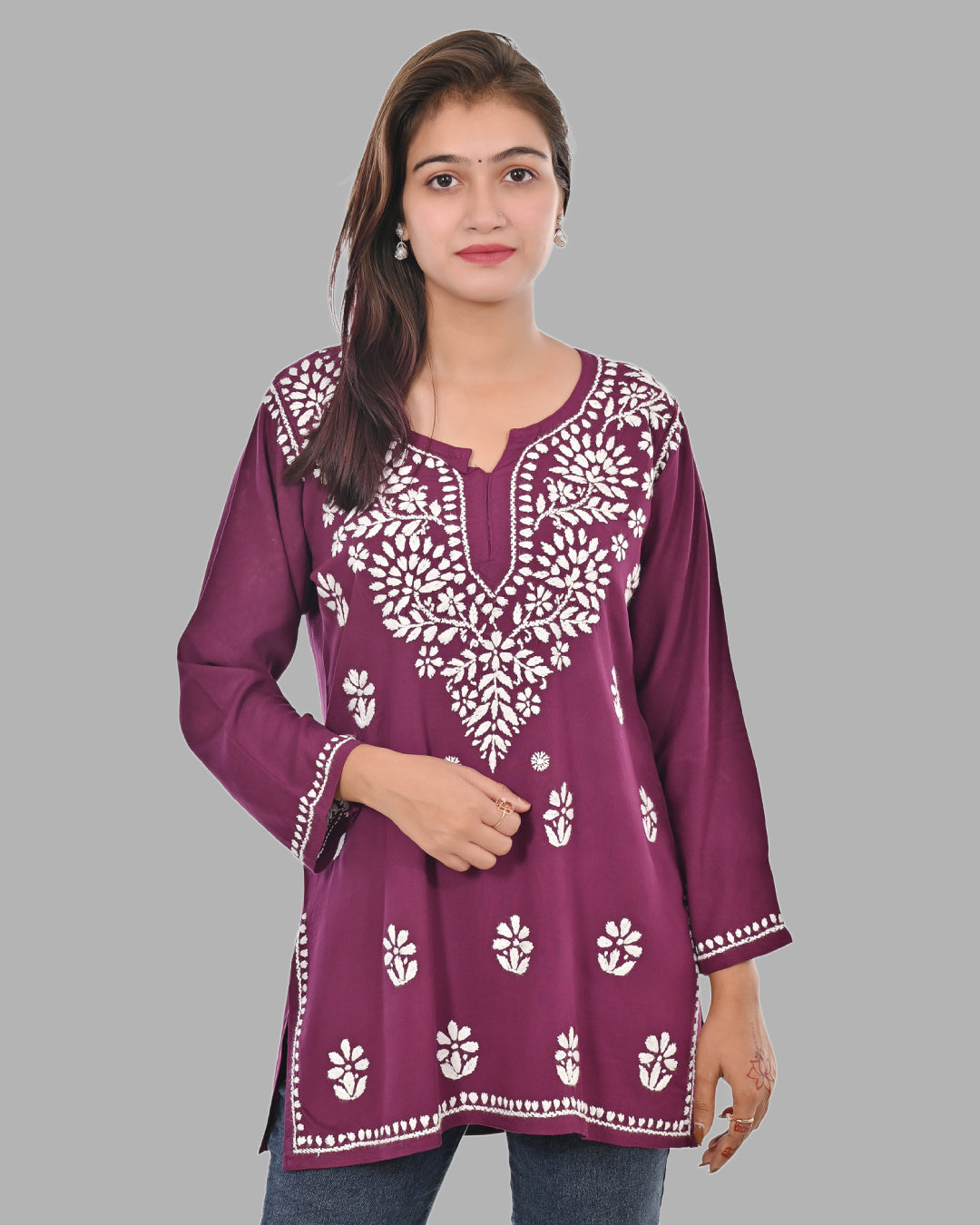 Wine  Rayon Short Top - Comfortable, Breathable Perfect for Every Occasion by malabis