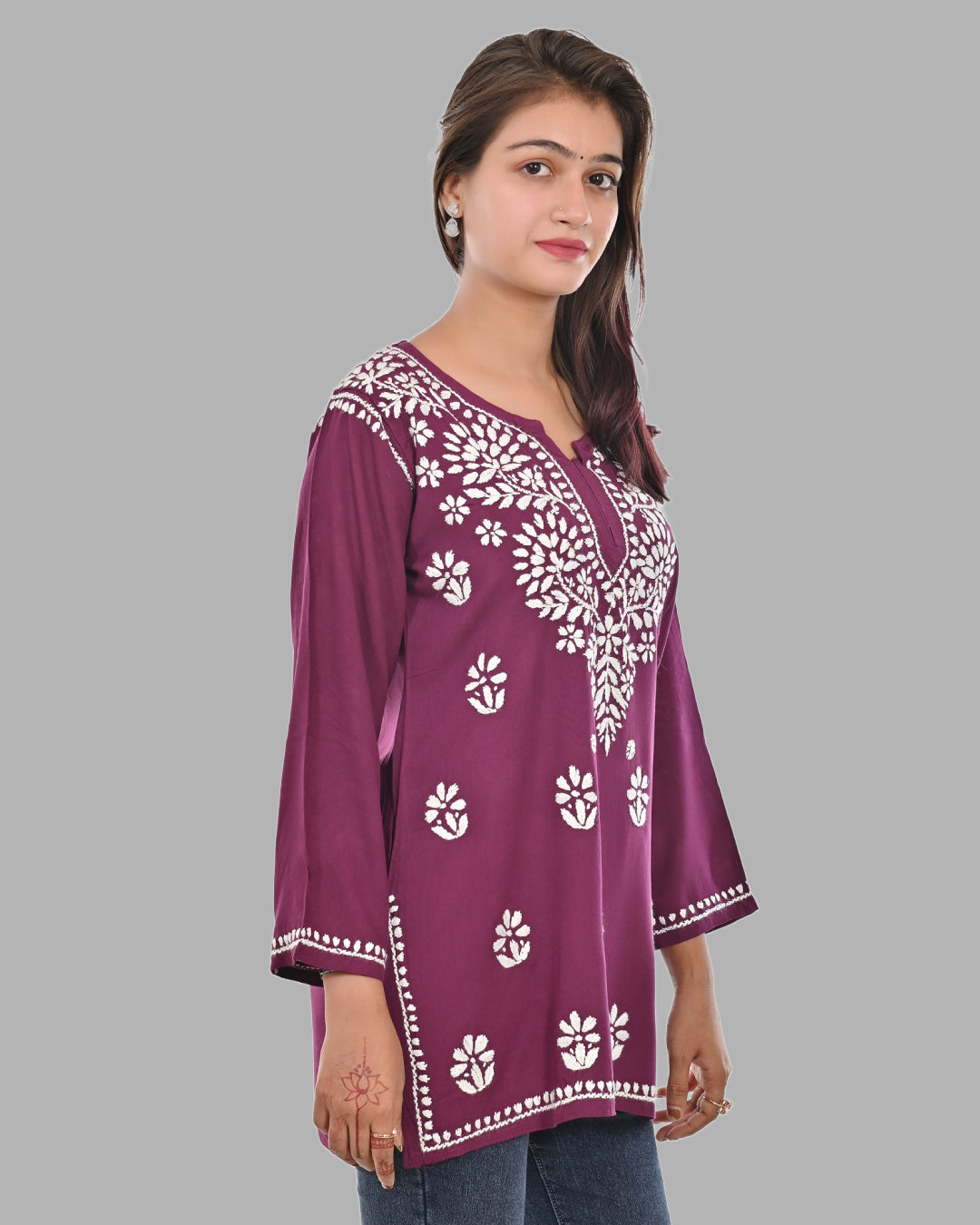 Wine  Rayon Short Top - Comfortable, Breathable Perfect for Every Occasion by malabis