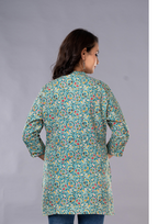 Light Green Aarzo Printed Short Cotton Kurti