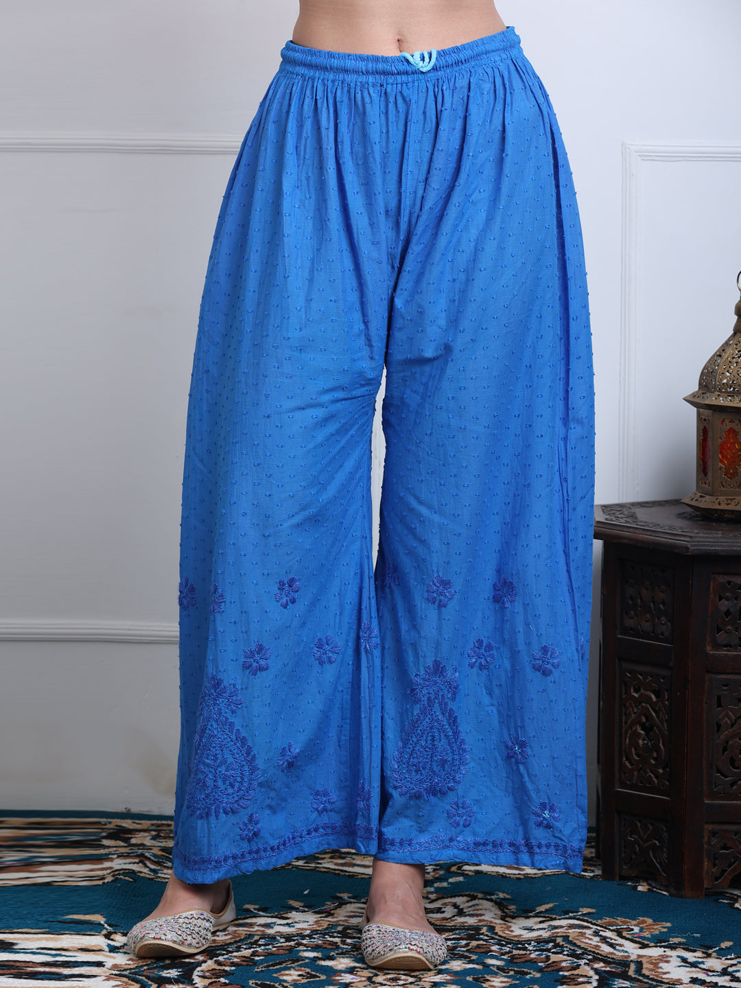 Blue Zulaikha Dyed Dobby Cotton Kurti Set