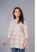 Brown Aarzo Printed Short Cotton Kurti
