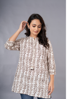 Brown Aarzo Printed Short Cotton Kurti