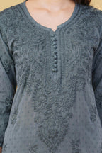 Gray Shifa Dyed Cotton Kurti & Lycra Pant Set