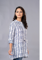 Royal Blue Aarzo Printed Short Cotton Kurti
