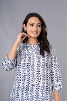 Royal Blue Aarzo Printed Short Cotton Kurti