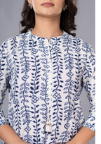 Royal Blue Aarzo Printed Short Cotton Kurti
