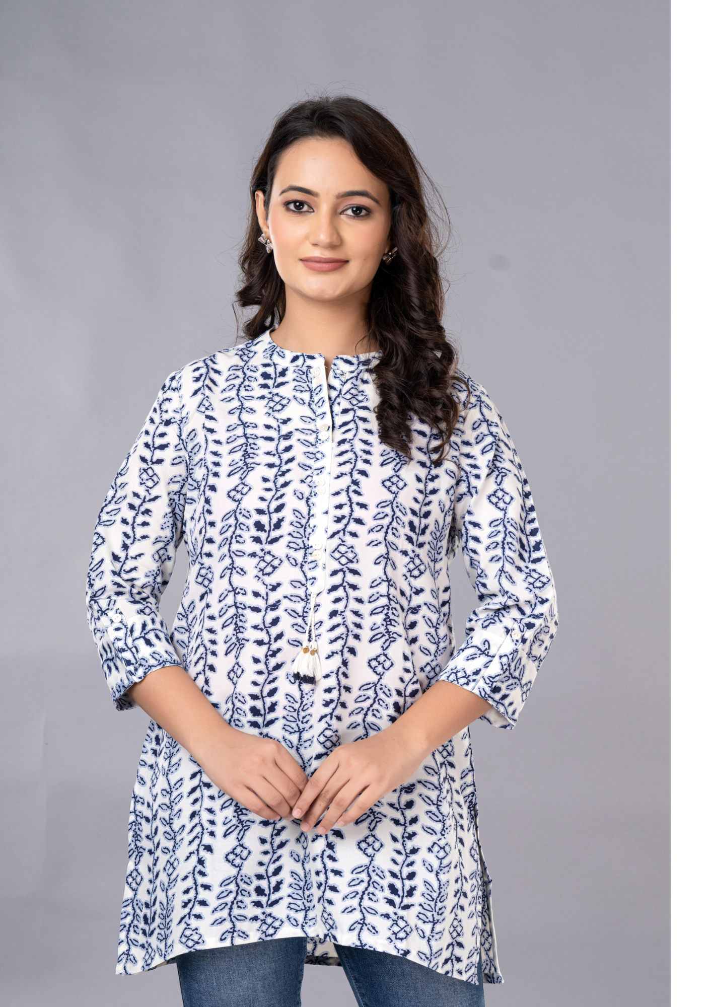 Women's Premium Designer Straight Short poly Cotton Kurti with Front Buttons