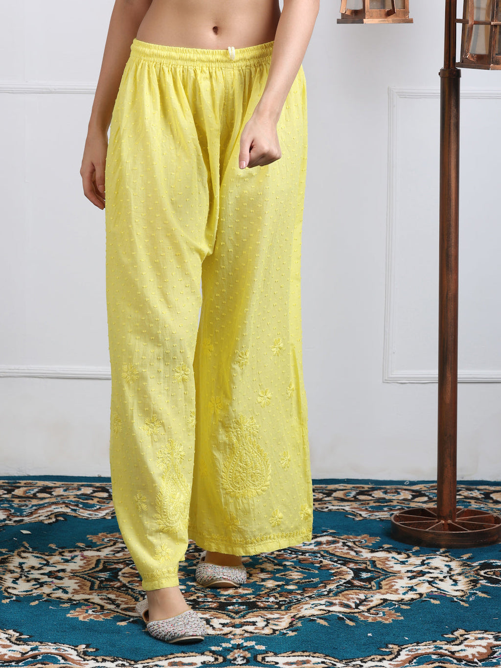 Yellow Zulaikha Dyed Dobby Cotton Kurti Set