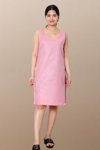 Pink Hadia Chikankari Mirror Work Kurti with Inner