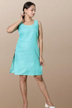 Sky Blue Hadia Chikankari Mirror Work Kurti with Inner