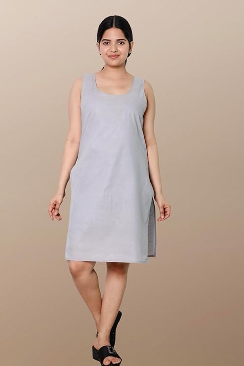 Gray Hadia Chikankari Mirror Work Kurti with Inner