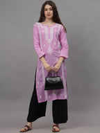 Mauve Ayat Cotton Chikankari Long Kurti