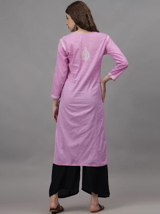 Mauve Ayat Cotton Chikankari Long Kurti