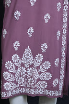 Mauve Salma Straight Chikankari Rayon Kurti