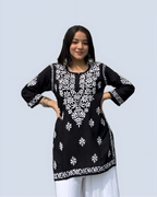Black Mehwish Chikankari Rayon Short Top