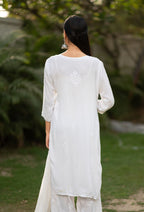 White Naila Modal Chikankari Kurti Set