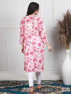 Pink Huda Floral Print Mulmul Kurti