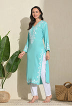 Aqua Rayon V Neck Kurti