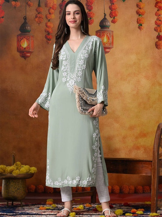Pista Rayon V Neck Kurti