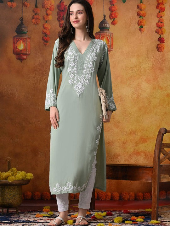 Pista Rayon V Neck Kurti
