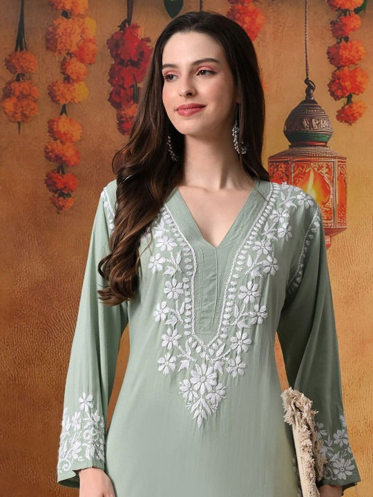 Pista Rayon V Neck Kurti