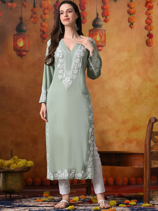 Pista Rayon V Neck Kurti