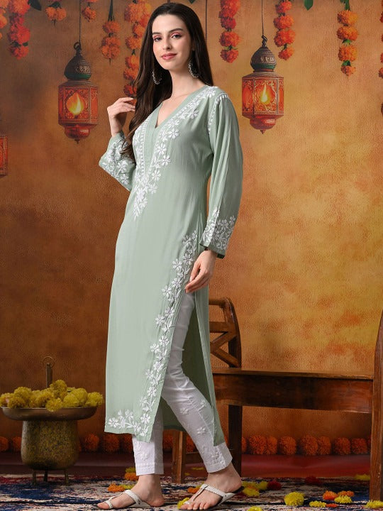 Pista Rayon V Neck Kurti
