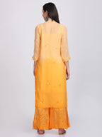Orange Hina Ombre Dyed Mirror Work Kurti Set