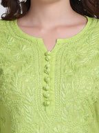 Parrot Green Shifa Dyed Cotton Kurti & Lycra Pant Set