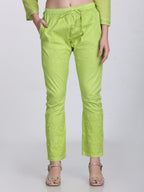 Parrot Green Shifa Dyed Cotton Kurti & Lycra Pant Set