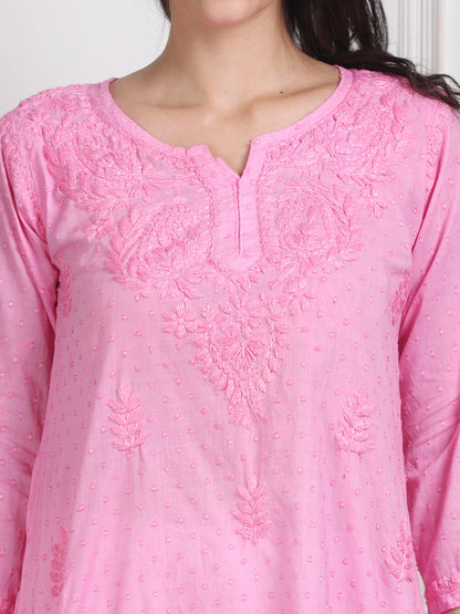 Nuzhat Dyed Lucknowi Chikankari Short Top – Pure Cotton, Handcrafted Beauty in Stunning Shades