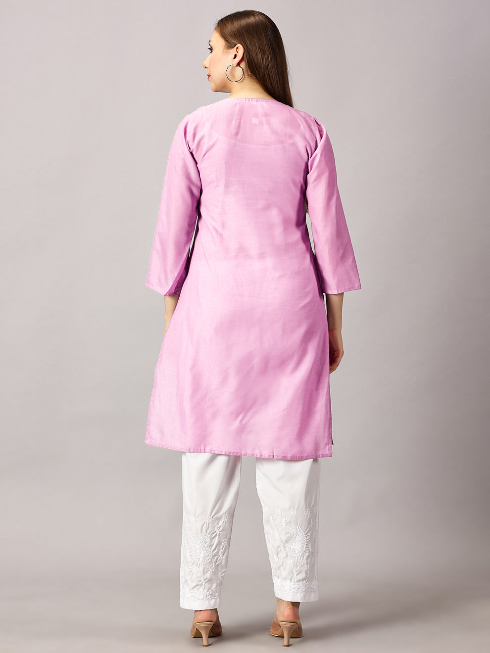 Pink Muzdah Cotton Kurti & Lycra Pant Set