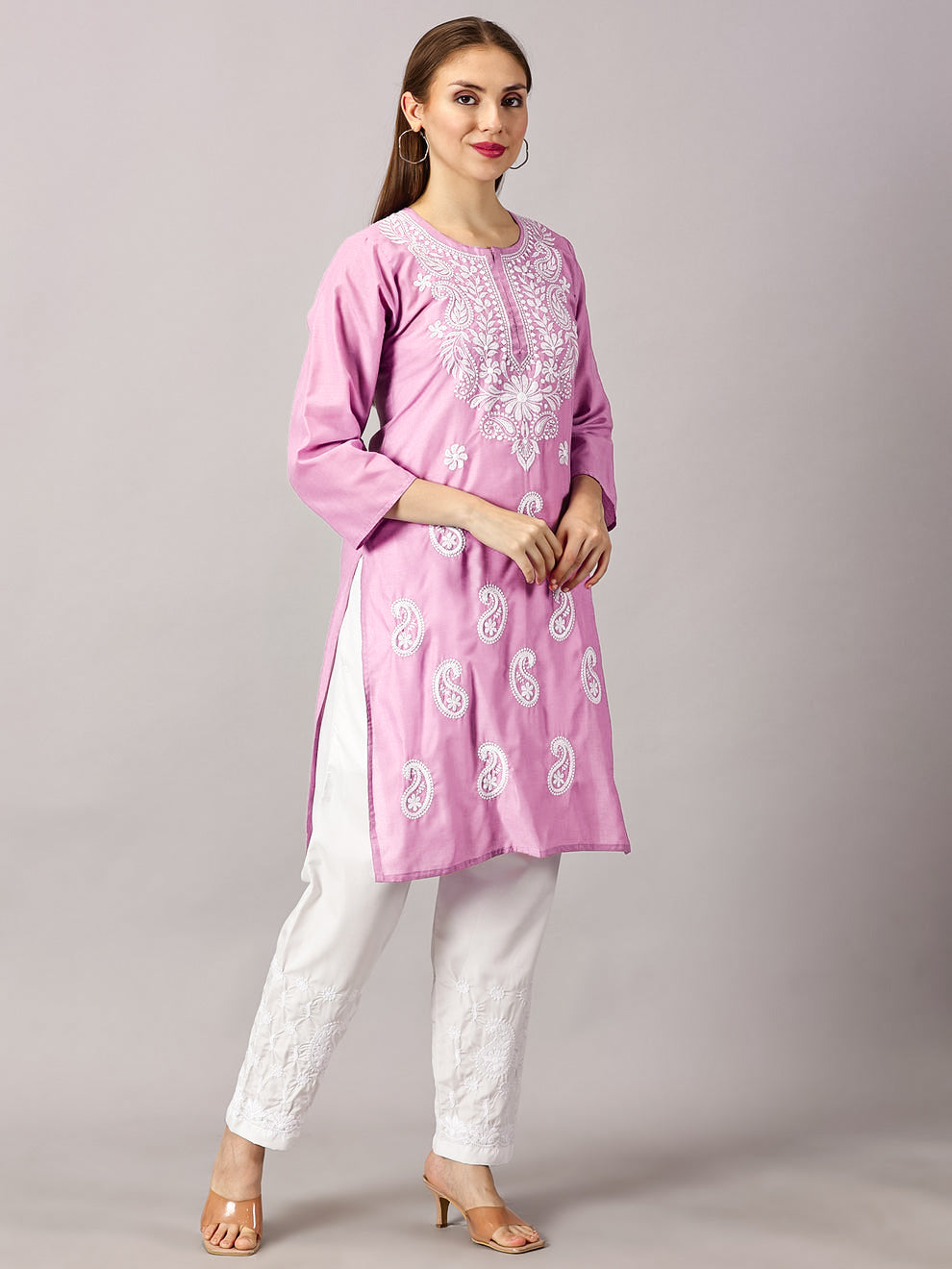 Pink Muzdah Cotton Kurti & Lycra Pant Set