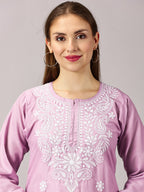 Pink Muzdah Cotton Kurti & Lycra Pant Set