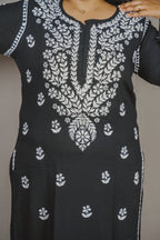 Black Batool Plus Size Rayon Kurti & Palazzo Set