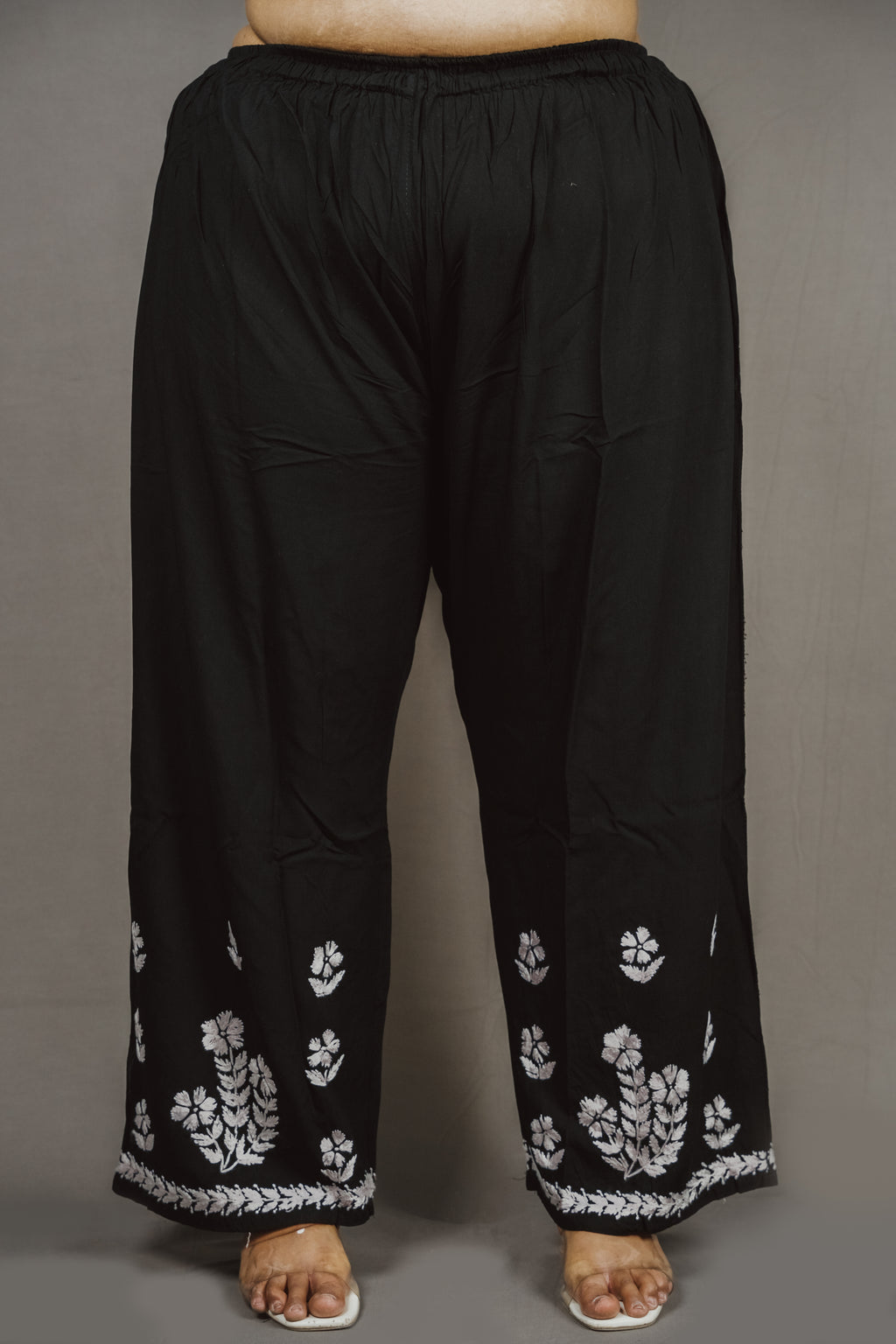 Black MALABIS.in Batool Plus Size Rayon Lucknowi Chikankari Kurti &amp; Palazzo Co-Ord Set - Ideal for Casual Office &amp; Everyday Comfort