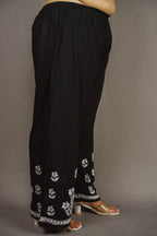 Black MALABIS.in Batool Plus Size Rayon Lucknowi Chikankari Kurti &amp; Palazzo Co-Ord Set - Ideal for Casual Office &amp; Everyday Comfort