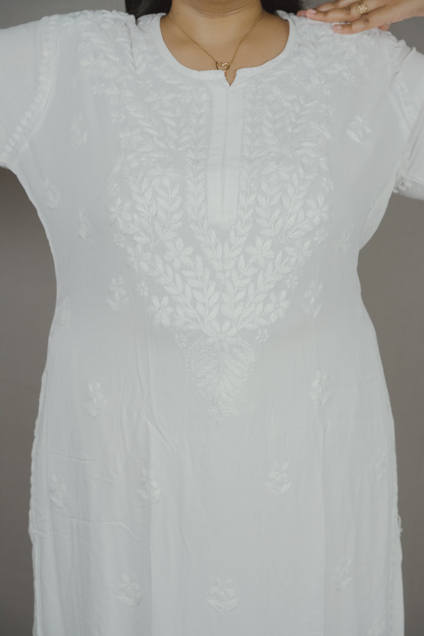 Batool Plus Size Rayon Lucknowi Chikankari Kurti & Palazzo Co-Ord Set - Ideal for Casual Office & Everyday Comfort