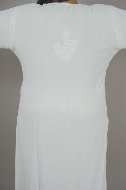 Batool Plus Size Rayon Lucknowi Chikankari Kurti & Palazzo Co-Ord Set - Ideal for Casual Office & Everyday Comfort